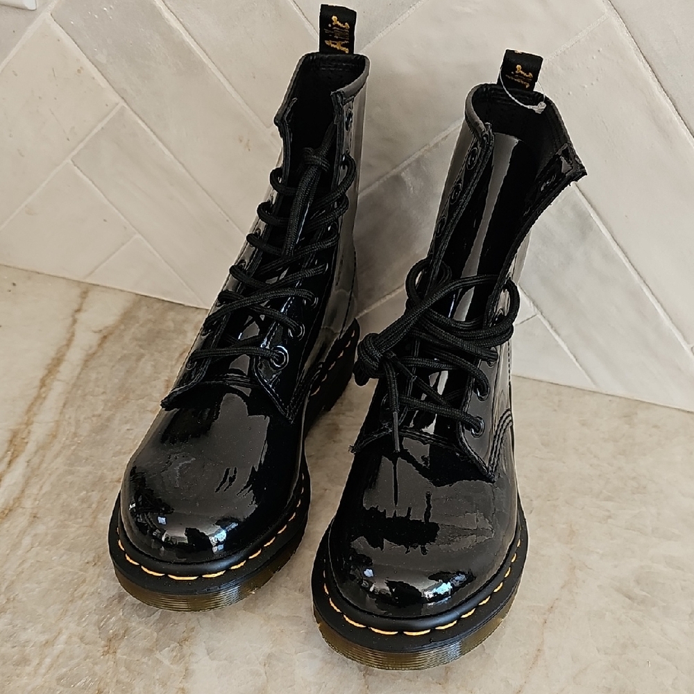 Dr. Martens Black Patent Ankle Boots